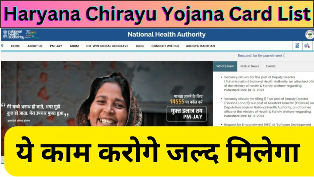 Haryana Chirayu Yojana Card List 2024