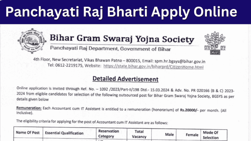 Panchayati Raj Bharti Apply Online: हजारो पदों पर निकली भर्ती, नोटिफिकेशन हुआ जारी